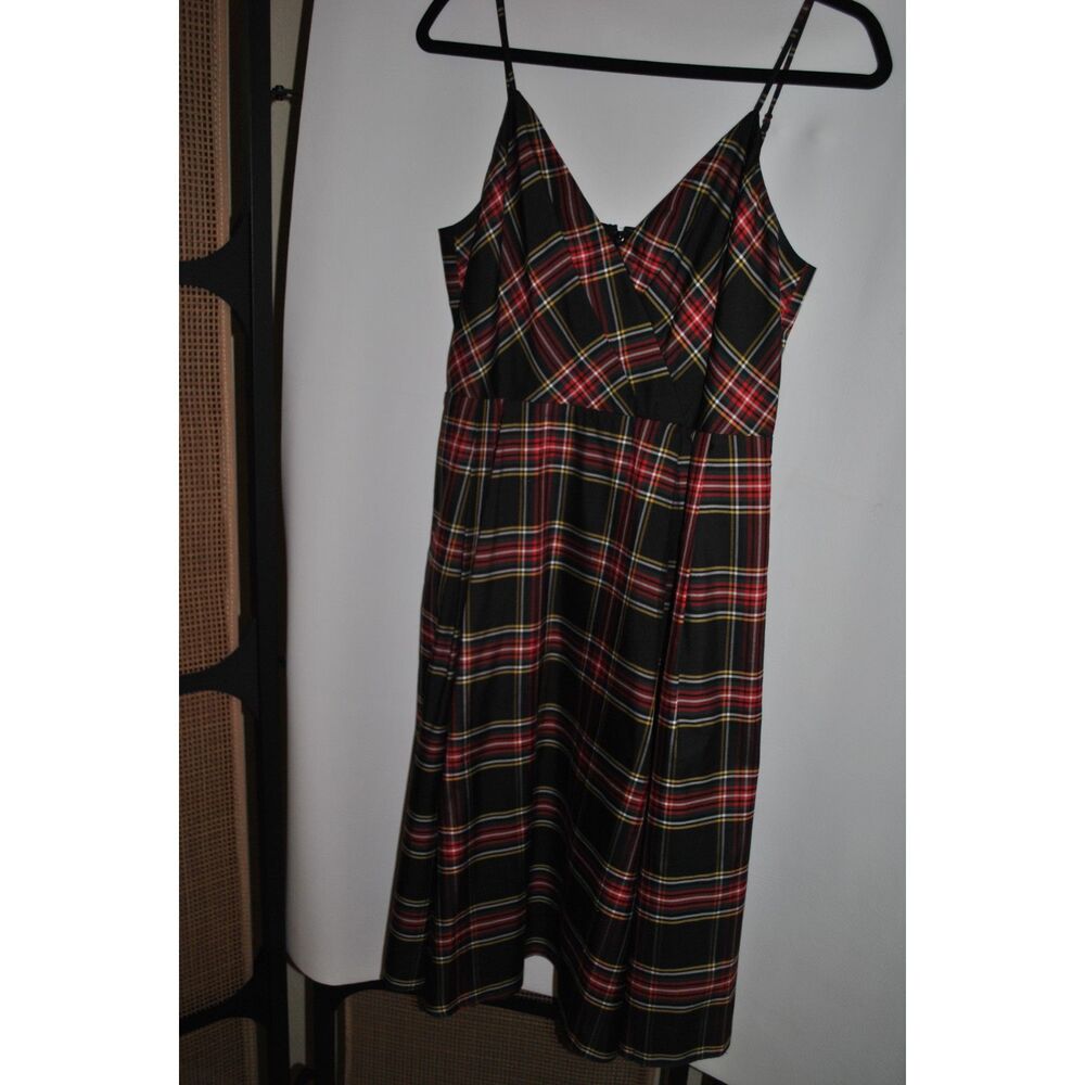 J. Crew Black Stewart Tartan Spagetti Stap Dress Size 8 - Picture 2 of 13